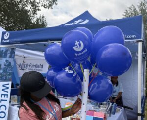 Balloons being prepared in a balloon stand